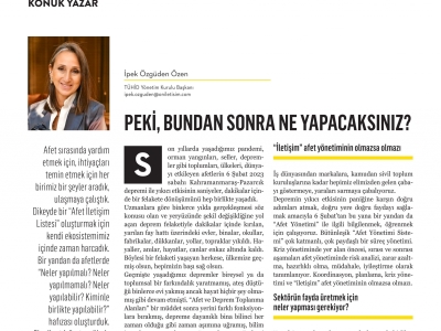 İpek Özgüden Özen: İletişim Afet Yönetiminin Olmazsa Olmazı / Marketing Türkiye